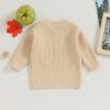 imageKuriozud Toddler Baby Boy Girl Sweater Checkerboard Knit Crewneck Sweatshirt Soft Warm Fall Winter ClothesGhost Beige