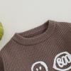 imageKuriozud Toddler Baby Boy Girl Sweater Checkerboard Knit Crewneck Sweatshirt Soft Warm Fall Winter ClothesGhost Coffee