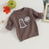 imageKuriozud Toddler Baby Boy Girl Sweater Checkerboard Knit Crewneck Sweatshirt Soft Warm Fall Winter ClothesGhost Coffee