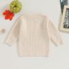 imageKuriozud Toddler Baby Boy Girl Sweater Checkerboard Knit Crewneck Sweatshirt Soft Warm Fall Winter ClothesGhost Cream