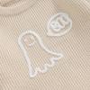 imageKuriozud Toddler Baby Boy Girl Sweater Checkerboard Knit Crewneck Sweatshirt Soft Warm Fall Winter ClothesGhost Cream