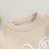 imageKuriozud Toddler Baby Boy Girl Sweater Checkerboard Knit Crewneck Sweatshirt Soft Warm Fall Winter ClothesGhost Cream