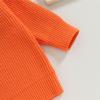 imageKuriozud Toddler Baby Boy Girl Sweater Checkerboard Knit Crewneck Sweatshirt Soft Warm Fall Winter ClothesGhost Orange