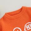 imageKuriozud Toddler Baby Boy Girl Sweater Checkerboard Knit Crewneck Sweatshirt Soft Warm Fall Winter ClothesGhost Orange