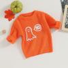imageKuriozud Toddler Baby Boy Girl Sweater Checkerboard Knit Crewneck Sweatshirt Soft Warm Fall Winter ClothesGhost Orange