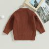 imageKuriozud Toddler Baby Boy Girl Sweater Checkerboard Knit Crewneck Sweatshirt Soft Warm Fall Winter ClothesHo Ho Ho Brown