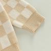 imageKuriozud Toddler Baby Boy Girl Sweater Checkerboard Knit Crewneck Sweatshirt Soft Warm Fall Winter ClothesPlaid Beige