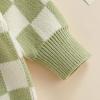 imageKuriozud Toddler Baby Boy Girl Sweater Checkerboard Knit Crewneck Sweatshirt Soft Warm Fall Winter ClothesPlaid Green
