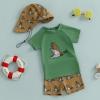 imageToddler Baby Boy Swimsuit Infant Zipper Rash Guard Swimwear TShirt and Swim Trunk Sun Hat 3 Piece Bathing SuitA Green Duck Swimsuit