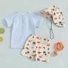 imageToddler Baby Boy Swimsuit Infant Zipper Rash Guard Swimwear TShirt and Swim Trunk Sun Hat 3 Piece Bathing SuitDinosaurblue