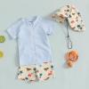 imageToddler Baby Boy Swimsuit Infant Zipper Rash Guard Swimwear TShirt and Swim Trunk Sun Hat 3 Piece Bathing SuitDinosaurblue