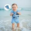 imageToddler Baby Boy Swimsuit Infant Zipper Rash Guard Swimwear TShirt and Swim Trunk Sun Hat 3 Piece Bathing SuitSharkblue