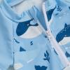 imageToddler Baby Boy Swimsuit Infant Zipper Rash Guard Swimwear TShirt and Swim Trunk Sun Hat 3 Piece Bathing SuitSharkblue