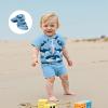 imageToddler Baby Boy Swimsuit Infant Zipper Rash Guard Swimwear TShirt and Swim Trunk Sun Hat 3 Piece Bathing SuitSharkblue