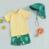 imageToddler Baby Boy Swimsuit Infant Zipper Rash Guard Swimwear TShirt and Swim Trunk Sun Hat 3 Piece Bathing SuitTurtleyellow