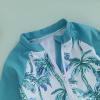 imageToddler Baby Boy Swimsuit Infant Zipper Rash Guard Swimwear TShirt and Swim Trunk Sun Hat 3 Piece Bathing SuitZ Coconut Tree Sky Blue