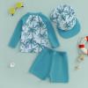 imageToddler Baby Boy Swimsuit Infant Zipper Rash Guard Swimwear TShirt and Swim Trunk Sun Hat 3 Piece Bathing SuitZ Coconut Tree Sky Blue