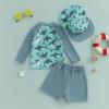 imageToddler Baby Boy Swimsuit Infant Zipper Rash Guard Swimwear TShirt and Swim Trunk Sun Hat 3 Piece Bathing SuitZ Dark Grey Shark