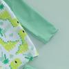 imageToddler Baby Boy Swimsuit Infant Zipper Rash Guard Swimwear TShirt and Swim Trunk Sun Hat 3 Piece Bathing SuitZ Dinosaur Green