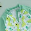 imageToddler Baby Boy Swimsuit Infant Zipper Rash Guard Swimwear TShirt and Swim Trunk Sun Hat 3 Piece Bathing SuitZ Dinosaur Green