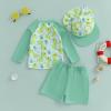 imageToddler Baby Boy Swimsuit Infant Zipper Rash Guard Swimwear TShirt and Swim Trunk Sun Hat 3 Piece Bathing SuitZ Dinosaur Green