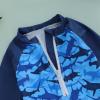 imageToddler Baby Boy Swimsuit Infant Zipper Rash Guard Swimwear TShirt and Swim Trunk Sun Hat 3 Piece Bathing SuitZ Shark Blue