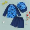 imageToddler Baby Boy Swimsuit Infant Zipper Rash Guard Swimwear TShirt and Swim Trunk Sun Hat 3 Piece Bathing SuitZ Shark Blue