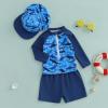 imageToddler Baby Boy Swimsuit Infant Zipper Rash Guard Swimwear TShirt and Swim Trunk Sun Hat 3 Piece Bathing SuitZ Shark Blue