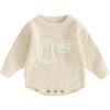 imageKuriozud Baby Boy Girl Fall Winter Clothes Knit Sweater Romper Sweatshirt Soft Warm OutfitGhost Cream