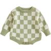 imageKuriozud Baby Boy Girl Fall Winter Clothes Knit Sweater Romper Sweatshirt Soft Warm OutfitPlaid Green