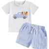 imageKuriozud Baby Girl Boy Summer Clothes Short Sleeve Tops Embroidery Tee Pattern TshirtVintage Plaid Short Pants SetEaster White Bunny Carrot