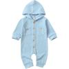 imageKuriozud Newborn Unisex Baby Boy Girl Hoodie Romper Solid Long Sleeve One Piece Hooded Jumpsuit Waffle OutfitBlue