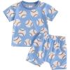 imageKuriozud Toddler Baby Boy Baseball Outfit Short Sleeve Shirt Top and Shorts Set Spring Summer ClothesBaseball Blue