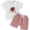 White Shirt Striped Shorts Red