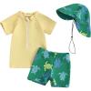 imageToddler Baby Boy Swimsuit Infant Zipper Rash Guard Swimwear TShirt and Swim Trunk Sun Hat 3 Piece Bathing SuitTurtleyellow