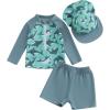 imageToddler Baby Boy Swimsuit Infant Zipper Rash Guard Swimwear TShirt and Swim Trunk Sun Hat 3 Piece Bathing SuitZ Dark Grey Shark