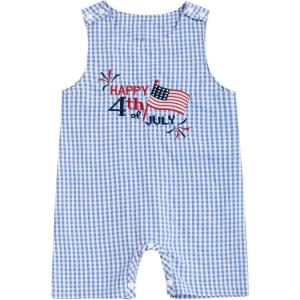 imageKuriozud Baby Boy 4th of July Outfits 0 3 6 9 12 18Month Sleeveless Romper Jumpsuit Overall Onesie Fourth of July ClothesBlue B