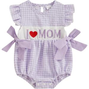 imageKuriozud My First 4th of July Baby Girl Outfit Bubble Romper Flying Sleeve Onesie Bodysuit Girl 1st Fourth of July ClothesMothers Day Purple