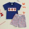 imageKuriozud 4th Of July Baby Boy Outfit Toddler American Flag T Shirt Shorts Set Fourth Of July Summer ClothesBlue B