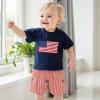 imageKuriozud 4th Of July Baby Boy Outfit Toddler American Flag T Shirt Shorts Set Fourth Of July Summer ClothesBlue D