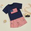 imageKuriozud 4th Of July Baby Boy Outfit Toddler American Flag T Shirt Shorts Set Fourth Of July Summer ClothesBlue D