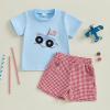 imageKuriozud 4th Of July Baby Boy Outfit Toddler American Flag T Shirt Shorts Set Fourth Of July Summer ClothesBlue F
