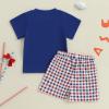 imageKuriozud 4th Of July Baby Boy Outfit Toddler American Flag T Shirt Shorts Set Fourth Of July Summer ClothesBlue a