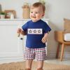 imageKuriozud 4th Of July Baby Boy Outfit Toddler American Flag T Shirt Shorts Set Fourth Of July Summer ClothesBlue a