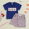 imageKuriozud 4th Of July Baby Boy Outfit Toddler American Flag T Shirt Shorts Set Fourth Of July Summer ClothesBlue a