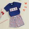 imageKuriozud 4th Of July Baby Boy Outfit Toddler American Flag T Shirt Shorts Set Fourth Of July Summer ClothesBlue a