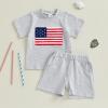 imageKuriozud 4th Of July Baby Boy Outfit Toddler American Flag T Shirt Shorts Set Fourth Of July Summer ClothesGray