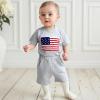 imageKuriozud 4th Of July Baby Boy Outfit Toddler American Flag T Shirt Shorts Set Fourth Of July Summer ClothesGray