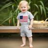 imageKuriozud 4th Of July Baby Boy Outfit Toddler American Flag T Shirt Shorts Set Fourth Of July Summer ClothesGray