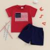 imageKuriozud 4th Of July Baby Boy Outfit Toddler American Flag T Shirt Shorts Set Fourth Of July Summer ClothesRed